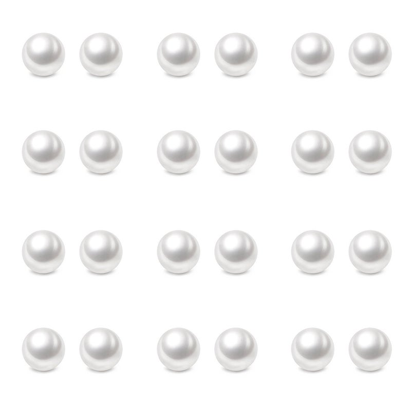 Charisma 6mm Composite Pearl Earrings Round Ball Pearls Stud Earrings Hypoallergenic 12 Pairs Imitation Pearl Earrings Set for Women - Image 1